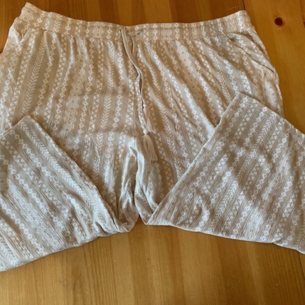 Belle by Kim Gravel Cropped Pant, Size 2XP (Petite), Seaside Stripe (tan/cream)